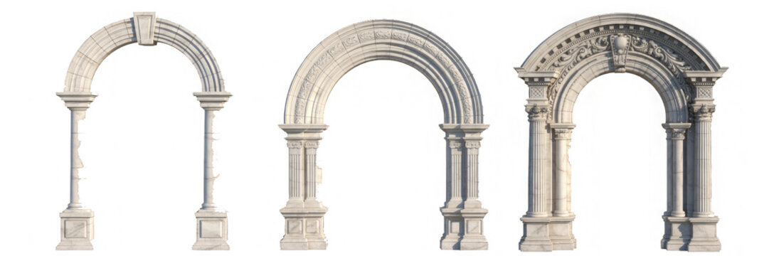 Set of vintage marble arches isolated on transparent background PNG
- Powered by Adobe