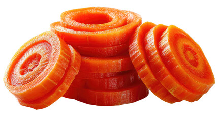 Vibrant Slices of Carrot: The vivid orange hues of freshly cut carrot slices form an eye-catching display, showcasing the natural beauty and culinary potential of this versatile vegetable.