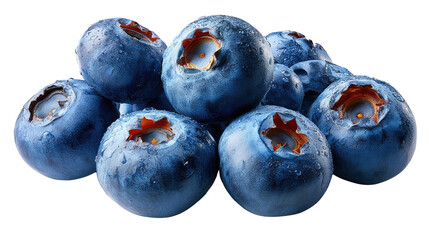 Vibrant Blueberry Pile: A close-up shot of juicy, fresh blueberries, their deep indigo hues glistening with subtle droplets, forming a tantalizing pile. Perfect for health and wellness visuals.