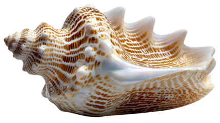 Shell's Ocean Beauty: Close-up showcases a magnificent seashell, its intricate patterns a testament to the ocean's artistic charm and natural elegance.