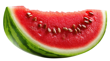 Juicy Watermelon Slice: A tantalizing slice of watermelon, boasting vibrant red flesh dotted with seeds, ready to refresh and delight.