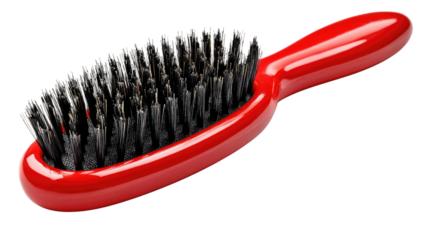 Red Hair Brush: A vibrant red hairbrush is displayed, its bristles beckoning with the promise of smooth, healthy, and beautifully styled hair.