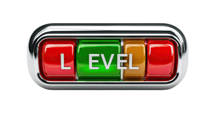 The Concept of Level: A visual representation of level composed of vibrant, color-coded buttons. The word LEVEL is displayed in the image. 