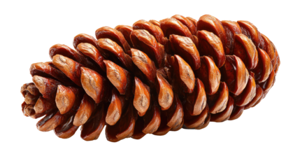 Pine Cone Details: A close-up showcases a detailed pine cone. The warm tones and textured surface evokes a sense of natural beauty and the intricate details of nature.