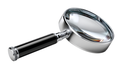Magnifying Glass of Discovery: An iconic magnifying glass, gleaming with precision, sits ready to unveil the world's hidden details, inviting exploration and deep understanding.