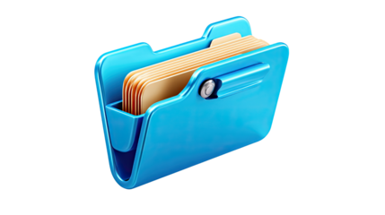 Digital Archive: A meticulously rendered, modern-looking digital archive, presented in vivid shades of blue, ready to organize your important documents.