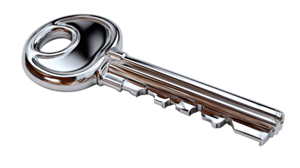 Key: A Close-Up Perspective: A single, gleaming key, artfully placed, hinting at unlocking possibilities, security, and access.