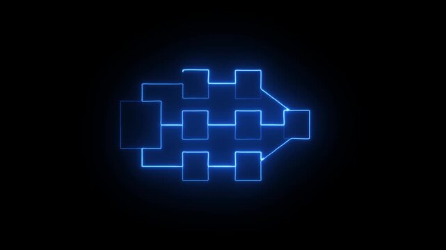 Workflow automation and business process mapping idea on the black background. Representing workflow automated, process planning, business flow, system optimization.