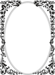 black decorated vertical frame oval shape ornament
