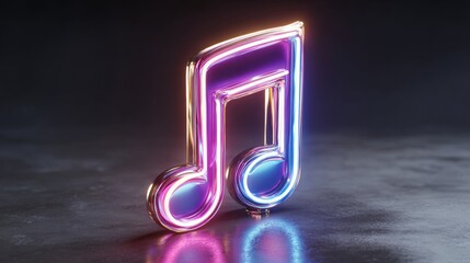 Vibrant neon music note glows with modern, creative energy now