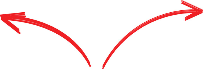 Two vibrant red brushstrokes forming an abstract arrow shape on a pastel background.