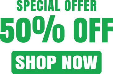 Fototapeta premium Enticing Offer of a Whopping 50 Percent Discount and an Encouragement to Seize the Opportunity and Shop Now