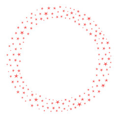 Stars circular frame, wreath, border isolated on transparent background. Hand drawn flat vector illustration. Traditional Christmas, New Year, seasonal design element, holiday clip art