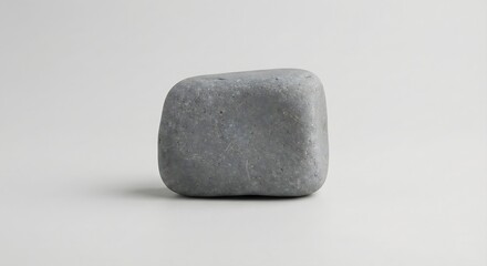 Single smooth grey river stone isolated on white background, zen spa and wellness concept, realistic texture, 3d render.