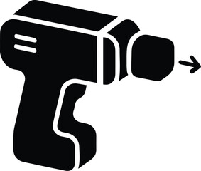 Electric drill 3D black silhouette vector icon on white background