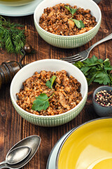 Buckwheat porridge cooked with chicken