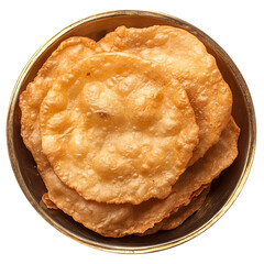 Leavened deep-fried bread called Bhatura isolated on transparent background