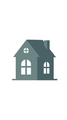 Naklejka premium Stylized house icon with windows and a chimney.