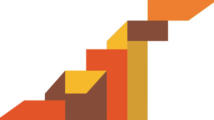 Fototapeta premium Abstract geometric shapes form ascending steps in warm colors.