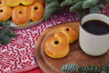 Saffron buns.  Traditional Swedish pastries.