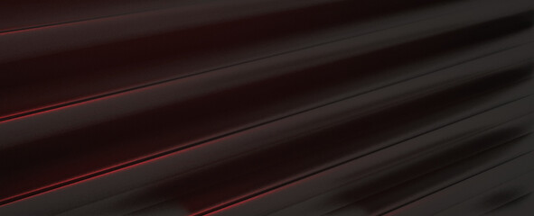 Abstract Christmas background with elegant diagonal folds and a metallic texture featuring deep black surfaces and a subtle red glowing light effect