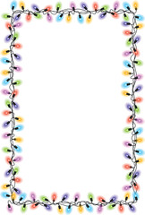 Realistic Multicolour Christmas Light Frame Isolated on Transparent Background