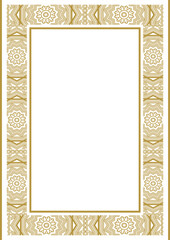 A gold vintage frame with an ornate baguette in the Art Nouveau style. A4 format. Vector illustration