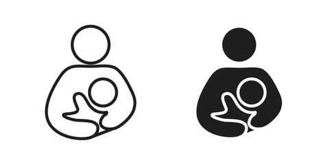 Breastfeeding icons on white background. Line vector sign, symbol for web and mobile