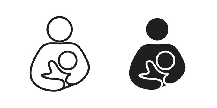 Breastfeeding icons on white background. Line vector sign, symbol for web and mobile