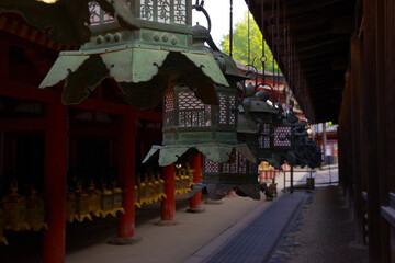 Obraz premium Hanging lantern basket of Kasuga Taisha Shrine, a World Heritage Site in Nara Prefecture