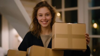 A sibling giving up their weekend plans to help move an elderly relative, smiling warmly while carrying heavy boxes up the stairs — family loyalty, personal sacrifice, and supportive relationships.