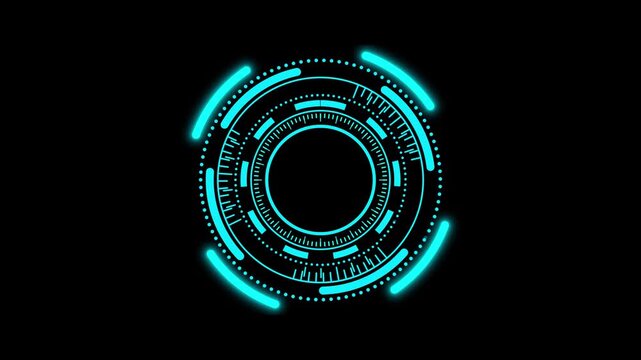 Circle HUD head-up display interface element designed for advanced cyber technology concepts, presented with a dark grain-processed aesthetic to reinforce a high-precision futuristic framework