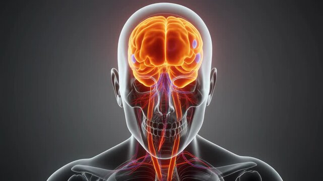 Anatomical visualization of human brain and neural pathways, highlighting interneurons and laterodorsal thalamus.