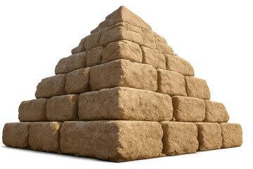 Obraz premium Stone pyramid structure built from rough blocks, representing ancient history, culture, and power, transparent background