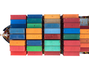 Top-Down Aerial View of Container Ship, Isolated PNG (2)