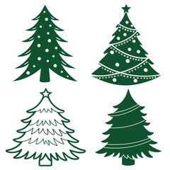 Festive trees icons for holiday cards and designs, spreading joy and cheer with decorative evergreen silhouettes
