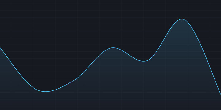 Blue wave line chart on dark grid, showing cyclical trends or performance fluctuations. Suitable for business analytics, economic cycles, and dashboards depicting dynamic, balanced movement