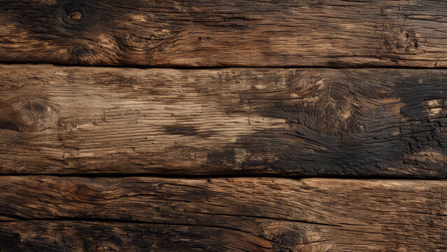Rustic Dark Wood Tabletop Texture With Horizontal Planks And Weathered Grain