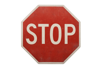 Obraz premium Stop sign octagon shape isolated on transparent background, conveying safety, traffic control, and warning