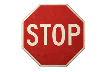 Obraz premium Red stop sign on transparent background indicating halt and warning for safety and traffic control