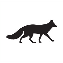 Fox silhouette, elegant walking fox, wildlife vector art, woodland animal illustration, minimalist fox design