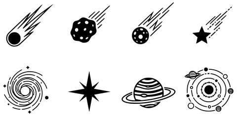 Comet Celestial Body Streaking Tail Silhouette