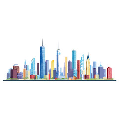 Fototapeta premium Colorful Cityscape Skyline Illustration for Travel, Architecture, Design Projects