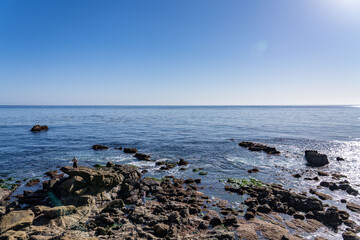 Marine sandstone, siltstone, shale, and conglomerate （Topanga Group）. Heisler Park, Laguna Beach is a city in Orange County, California, United States. Pacific Ocean. coastal terrace
