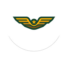 Fototapeta premium Winged Emblem Logo with Star, Green, Gold, and White Background