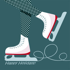 Ice skates greeting card