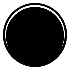 A black and white circle with a thin white border, black, circle, white, against transparent background