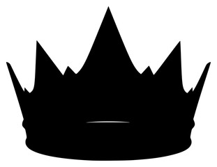 Fototapeta premium A black silhouette of a crown on a , black, crown, illustration, profile, against transparent background