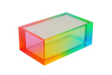 Empty rectangular display box showcasing a beautiful iridescent light effect. Ideal for product presentation and abstract design