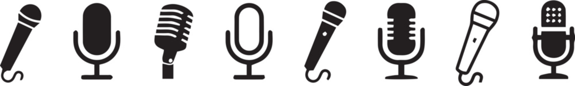 Microphone Icons set. variant microphone icon. Karaoke mic. Podcast microphone. web and mobile icons. vector illustration